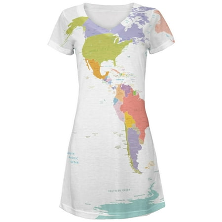 World Traveler Global Map Juniors V-Neck Beach Cover-Up Dress