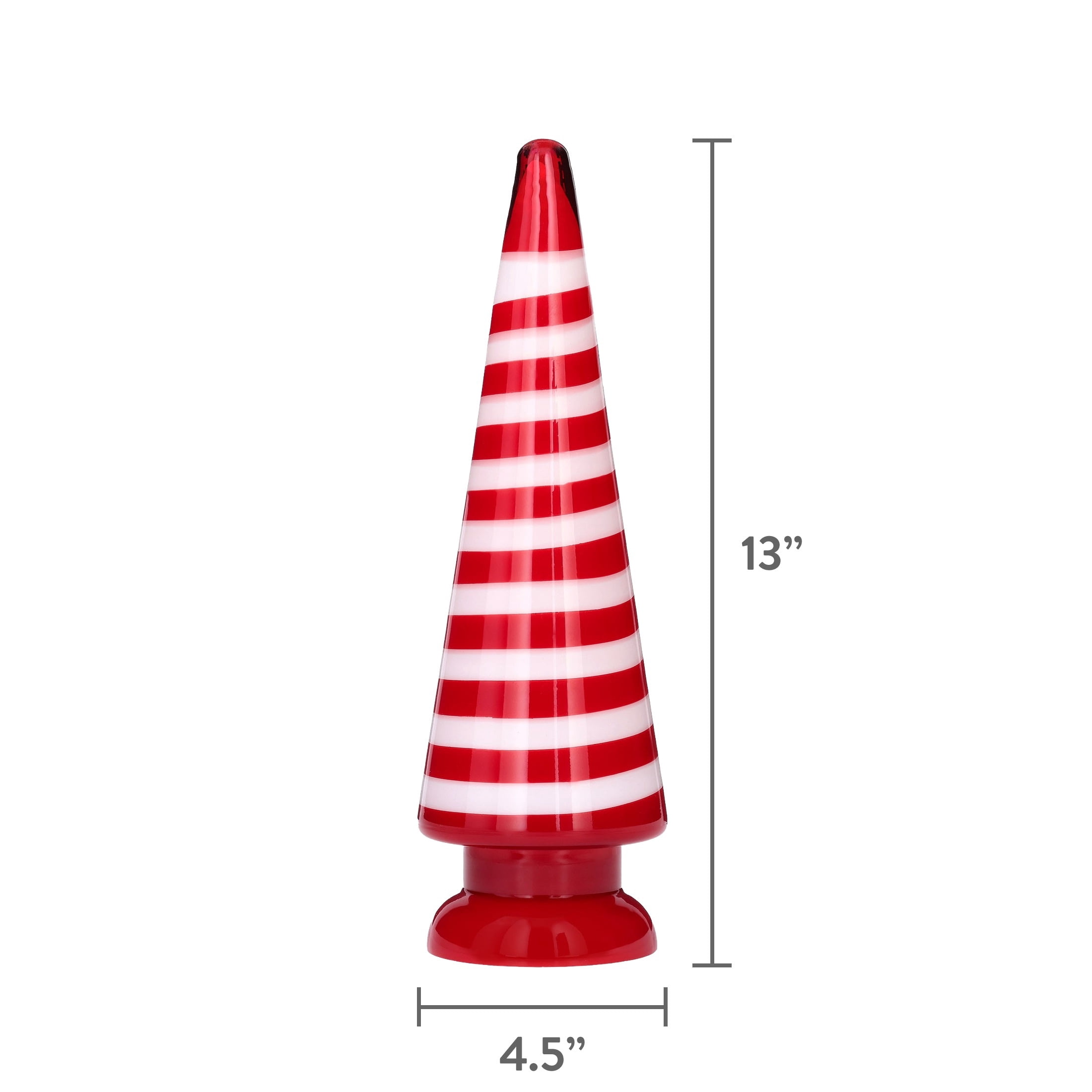 Large Striped Glass Tree Christmas Decoration, Red and White, 13", by Holiday Time