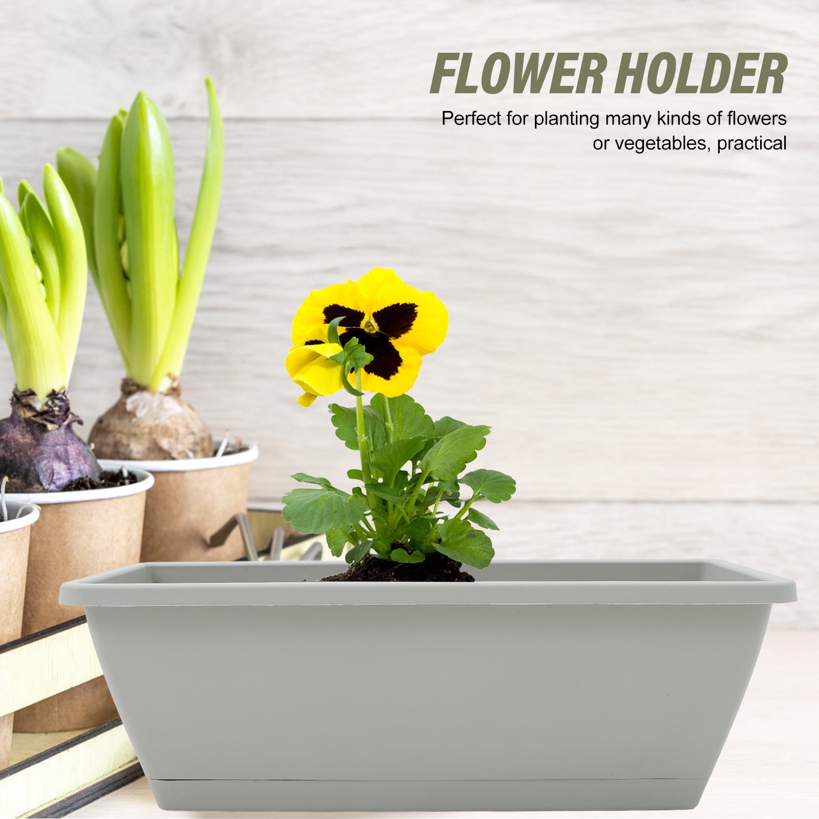 Topbathy White Plastic and Resin Window Box Planter for Indoor and Outdoor Gardening  Durable Flower Pot Set