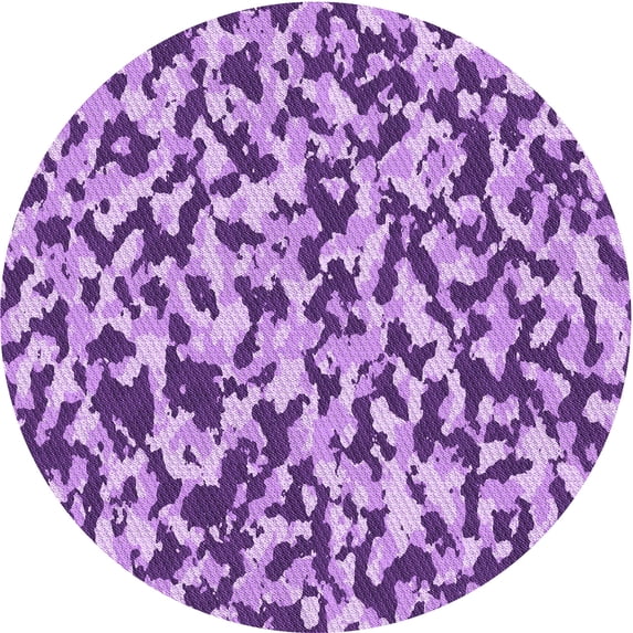 Ahgly Company Machine Washable Indoor Round Transitional Violet Purple Area Rugs, 4' Round