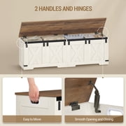 Hzuaneri 59 Extra Large Storage Chest, Storage Bench with Lift Top, 2 Safety Hinges, Shoe BenchToy Chest with Wooden Seat for Entryway, Bedroom, Living Room, White Brown