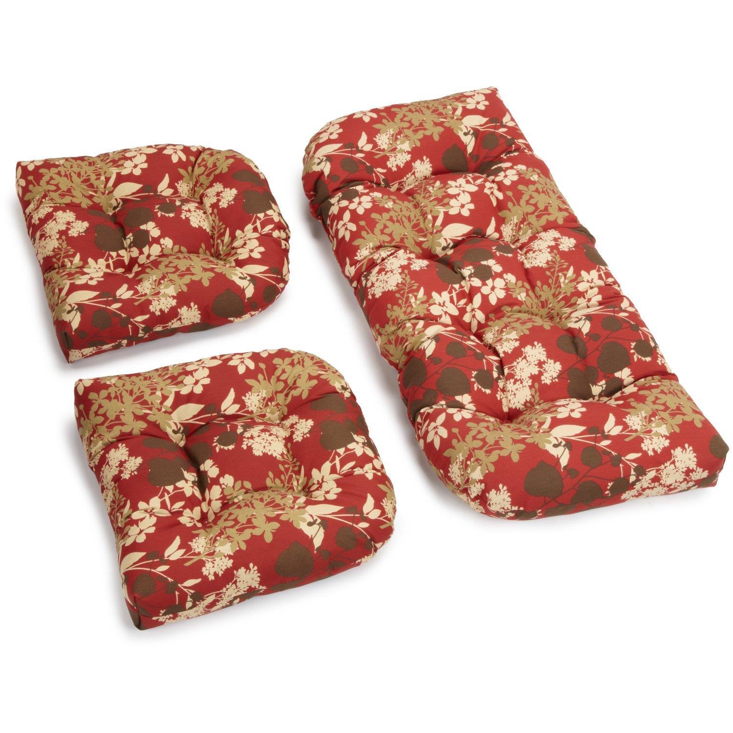 UShaped Spun Polyester Tufted Settee Cushion Set (Set of 3)Color