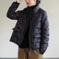 thumbnail image 3 of Chaqueta corta ligera de plumón de pato blanco para mujer, chaqueta holgada a la moda, chaqueta en V completa a juego para hombres pequeños, 3 of 5