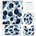 thumbnail image 2 of 4Pcs Sky Blue Geometric Shower Curtain Set with Navy Blue Abstract Art, 12 Hooks, Bath Mat and Rugs, 2 of 6