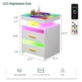 thumbnail image 7 of HNEBC Night Stand with Charging Station (Wireless,USB,Type-C), White LED Nightstand with RGB Dynamic Lighting, Smart Bedside Table with 2 Drawer, 7 of 7