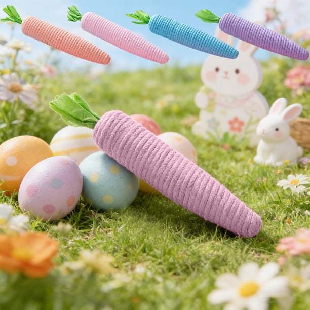 Decoración colgante de zanahoria de Pascua Color espuma de rábano • Cuerda de algodón Lafite • 7,87 pulgadas Decoración de conejo primaveral, multicolor, 1 pieza