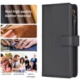thumbnail image 5 of Zipper Wallet Case for iPhone 8 Plus / iPhone 7 Plus, for Women& Men Flip Purse Cover with Credit Card Slots Wrist Hand Strap Kickstand, PU Leather Magnetic Clasp TPU Shockproof Case, Black, 5 of 7