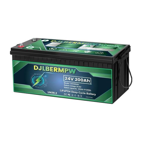 24V 200Ah LiFePO4 Lithium Battery, 8000  Deep Cycle Built-in 200A BMS 5120W for Marine, Boat, Golf Cart, RV, Solar System