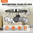 thumbnail image 2 of Hanging Pot Rack, 32 inch Hanging Pot Rack Ceiling Mount,Kitchen Cookware, Ideal for Home, Restaurant, Ceiling Pot Rack with 12 S Hooks, 80 lbs Loading Weight,  Utensils, 2 of 11
