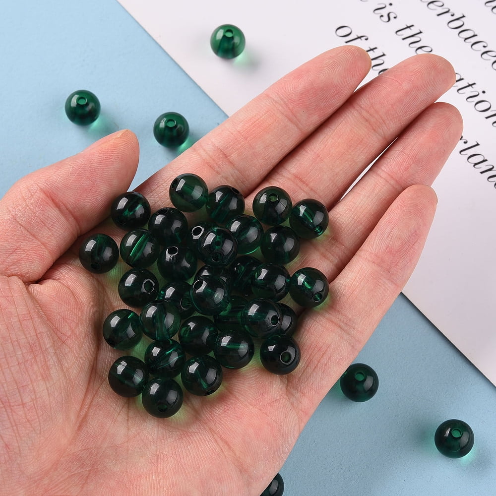 Transparent Acrylic Beads Round Dark Green 10x9mm Hole: 2mm 940pcs/500g