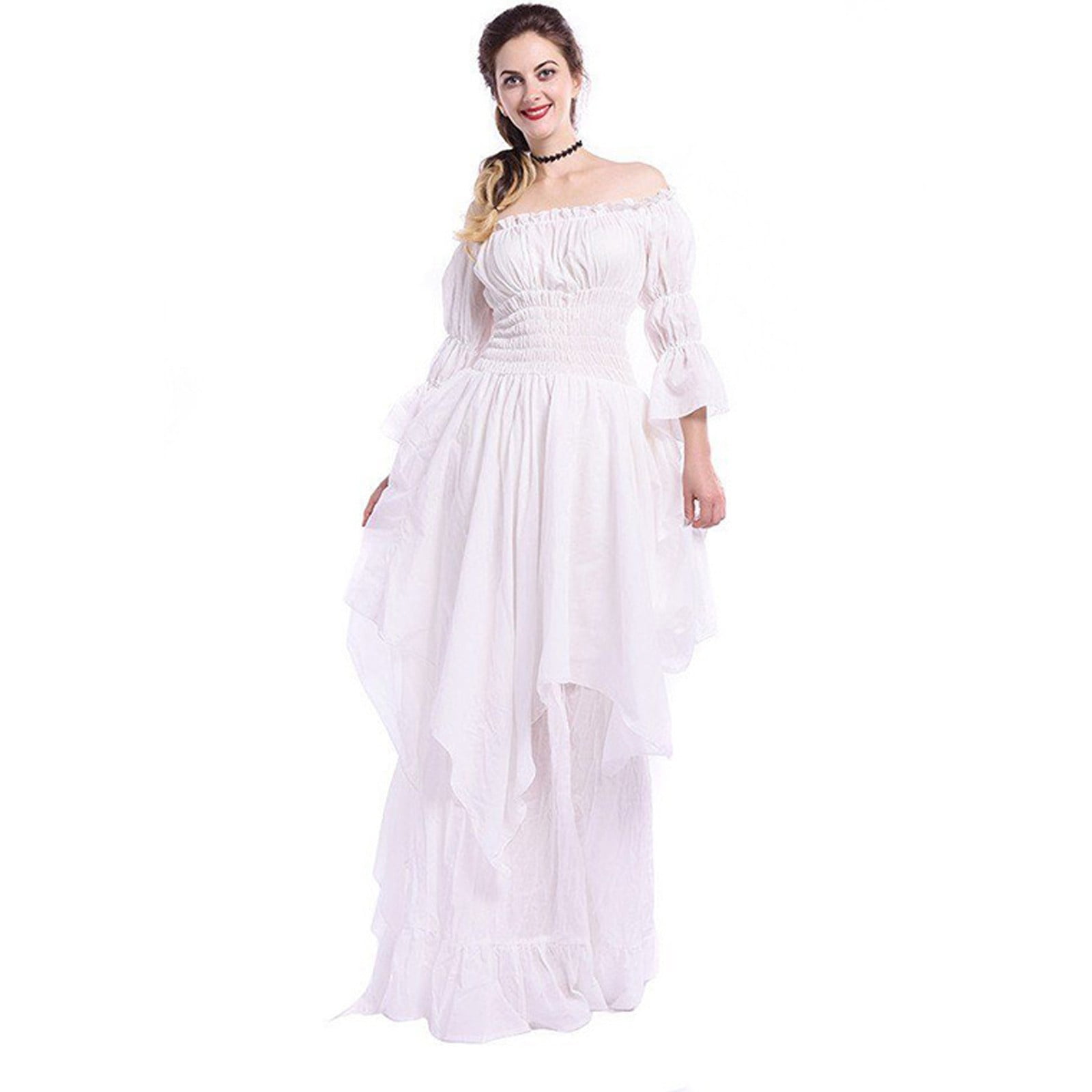 Buy Women's Medieval Victorian Dress Puff Sleeve High Low Ball Gown