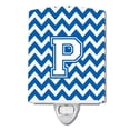 thumbnail image 1 of Carolines Treasures CJ1045-PCNL Letter P Chevron Blue & White Ceramic Night Light, 1 of 1