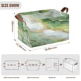 thumbnail image 3 of 2Pack Waterproof Foldable Storage Basket Medium, Metal Frame & Hollow Board Support, for Clothes and Toy Organization Fresh Golden-green Marble, 3 of 8
