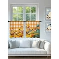 thumbnail image 3 of Sheer Curtains 54 inches Long 2 Panels Set Fall Hills House Tree Orange White Plaid Cartoon Fall Tiers Sheers Rod Pocket Small Window Short Curtains for Kitchen Cafe, Each 52" W x 54" L, 3 of 7