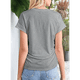thumbnail image 5 of Blusa de Verano para Mujer, con Cuello Redondo, Mangas y Fruncido Lateral, Color Gris XL, 5 of 7