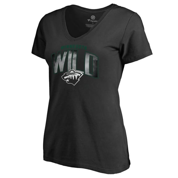 Women's Black Minnesota Wild Arch Smoke V-Neck T-Shirt