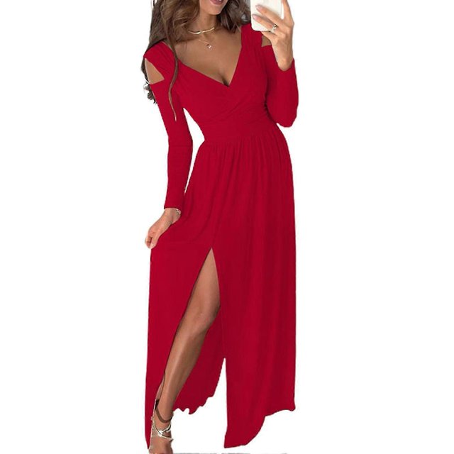 Women Deep V Neck Dress Slim Beautiful Long Sleeve Club Party Evening Dress For Women Lady New