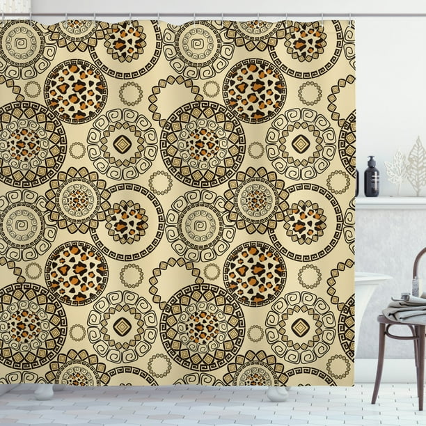 Animal Print Shower Curtain African Safari Pattern With Cheetah Skin Theme In Neutral Colors Fabric Bathroom Set Hooks 69w X 84l Inches Extra Long Brown Beige By Ambesonne Animal Print Shower Curtain African, Animal Print Shower Curtain Hooks