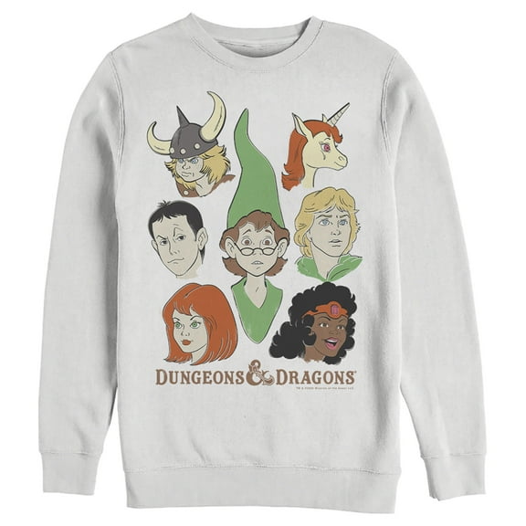 Men's Dungeons & Dragons Cartoon Favorite Players Sweatshirt White Large