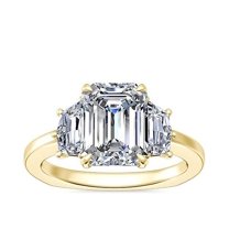 0.80 Carat Brilliant Emerald Cut Natural Diamond Three Stone Beautiful Ring for Engagement Solid 14K Yellow Gold Size 9
