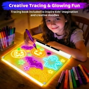 16 Rechargeable LED Drawing Board with Timer & 9-Color Adjustable Neon Glow – Includes 6 Markers, Dry Erase Light-Up Memo Board with Stand for Kids, Family & Office (white)