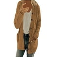thumbnail image 2 of Early Fall Fashion Sawvnm Winter Long Coats for Women Casual Plus Size Plush Sweater Pockets Outerwear Buttons Cardigan Coat Gifts Chunky Cardigan Sweaters for Women Coffee L, 2 of 7