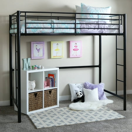 Walker Edison Twin Metal Loft Bed - Black (Multiple Colors (Best Loft Beds For Small Rooms)