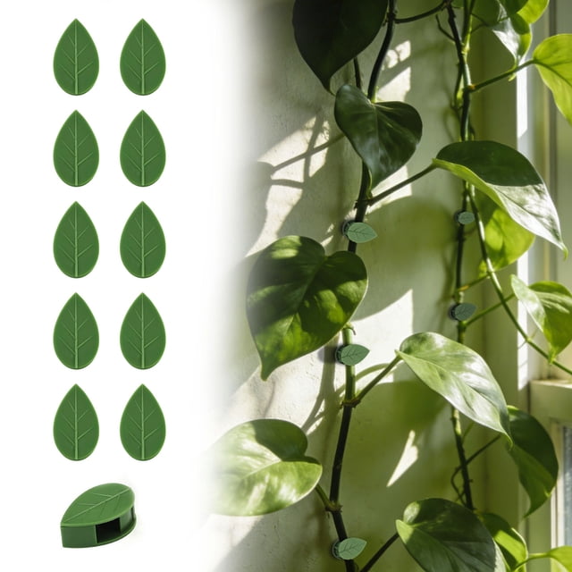 Climbing Wall Fixture Clips 2026 Clips For Climbing Green Leaf Shaped Self Wall Clips For Vine Support Traction And Organization
