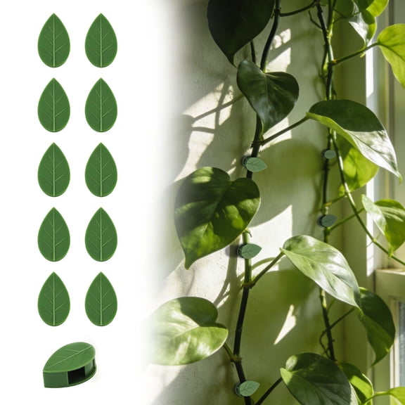 Leaf-Shaped Self-Adhesive Plant Climbing Wall Clips Vine Support Traction Clips For Plant Organization & Wall Decoration(Green-3.3Cm)