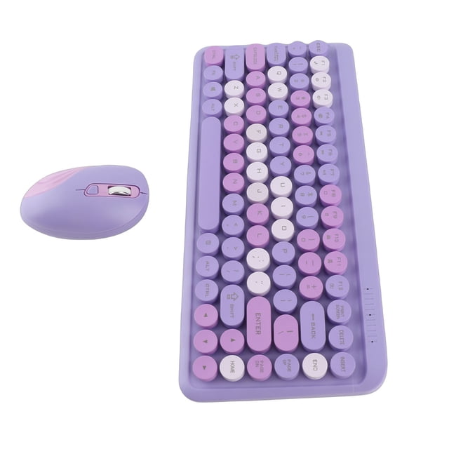 Teclado Y Mouse Inalámbricos, Combo De Teclado Y Mouse Con Teclas Redondas Retro De 2.4G Con 3 Configuraciones De DPI Ajustables Para El Hogar, Oficina, Juegos, Trabajo, PC Y