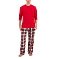 thumbnail image 3 of Club Room Men's Plaid Fleece Pajama Top & Pants Set Bright Red XL, 3 of 5