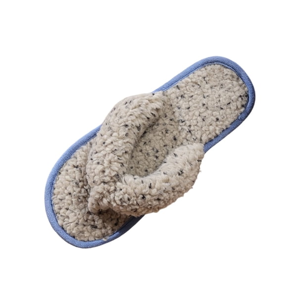 Qingpeng Womens Open Toe Thong Slippers Flat Plush House Shoes with Colorful Speckled Pattern for Indoor Home Winter Wear