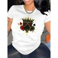 thumbnail image 1 of Camiseta Básica para Mujer Verano TranspirableElegant Style, Women's Casual Crown of Spades Graphic T-Shirt - Stylish Round Neck Short Sleeve, Comfortable Polyester Blend, Perfect for Summer Fashion, 1 of 7