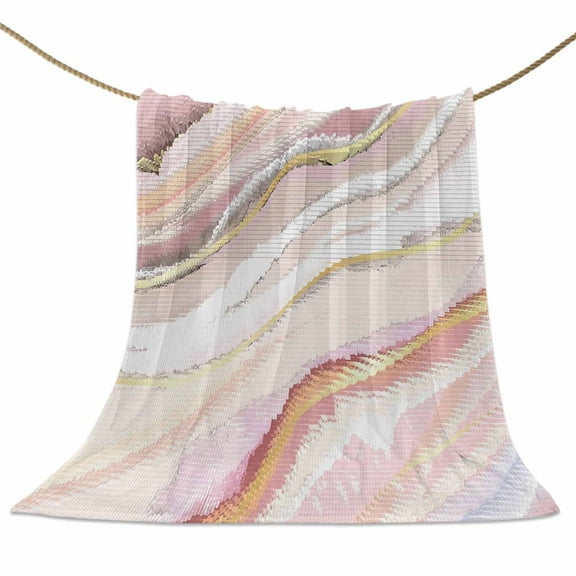 Flannel Fleece Blanket Ombre Pink Marble Super Soft Warm Cozy Throw Blanket Modern Abstract Art Bed Couch Car Blankets for All Season 50" x 60"