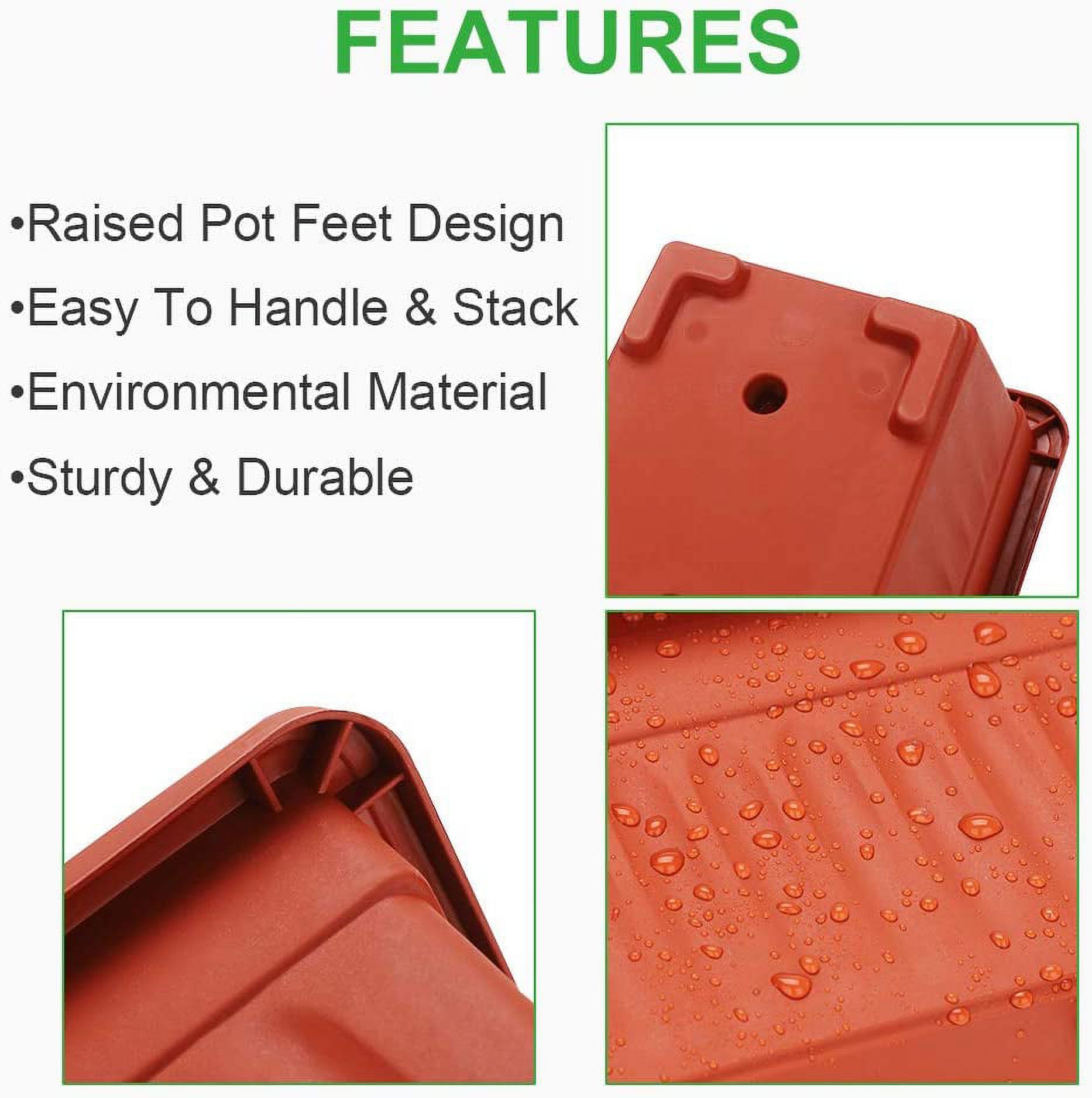 3 Pack 15 inches Countryside Flower Box Planters, Plastic Vegetable Planters,Flower Window Planteres,Indoor Plant Pots with Attached Tray for Windowsill, Patio, Garden, Balcony