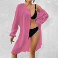 thumbnail image 5 of Women Swimsuit Coverup Shirt Dress Button Down Bathing Suit Cover Up Long Sleeve Bikini Cover Ups Beach Dress, 5 of 6