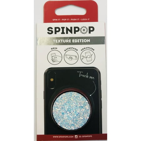 Spinpop Collapsible Grip And Kickstand For Phones And Tablets - Textured Sparkle (White)