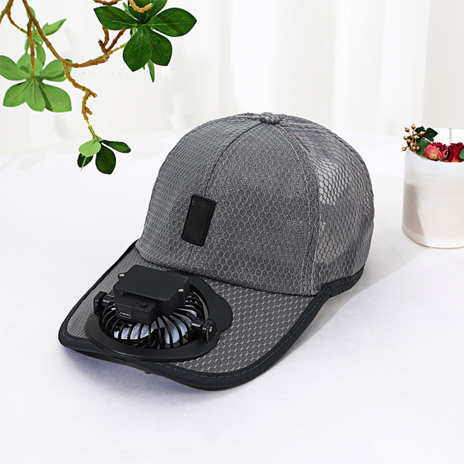 Summer Sun Hat with Built-in Fan, 3 Speeds USB Rechargeable Cooling Cap, Breathable Mesh Outdoor Hat for Fishing Hiking Gardening