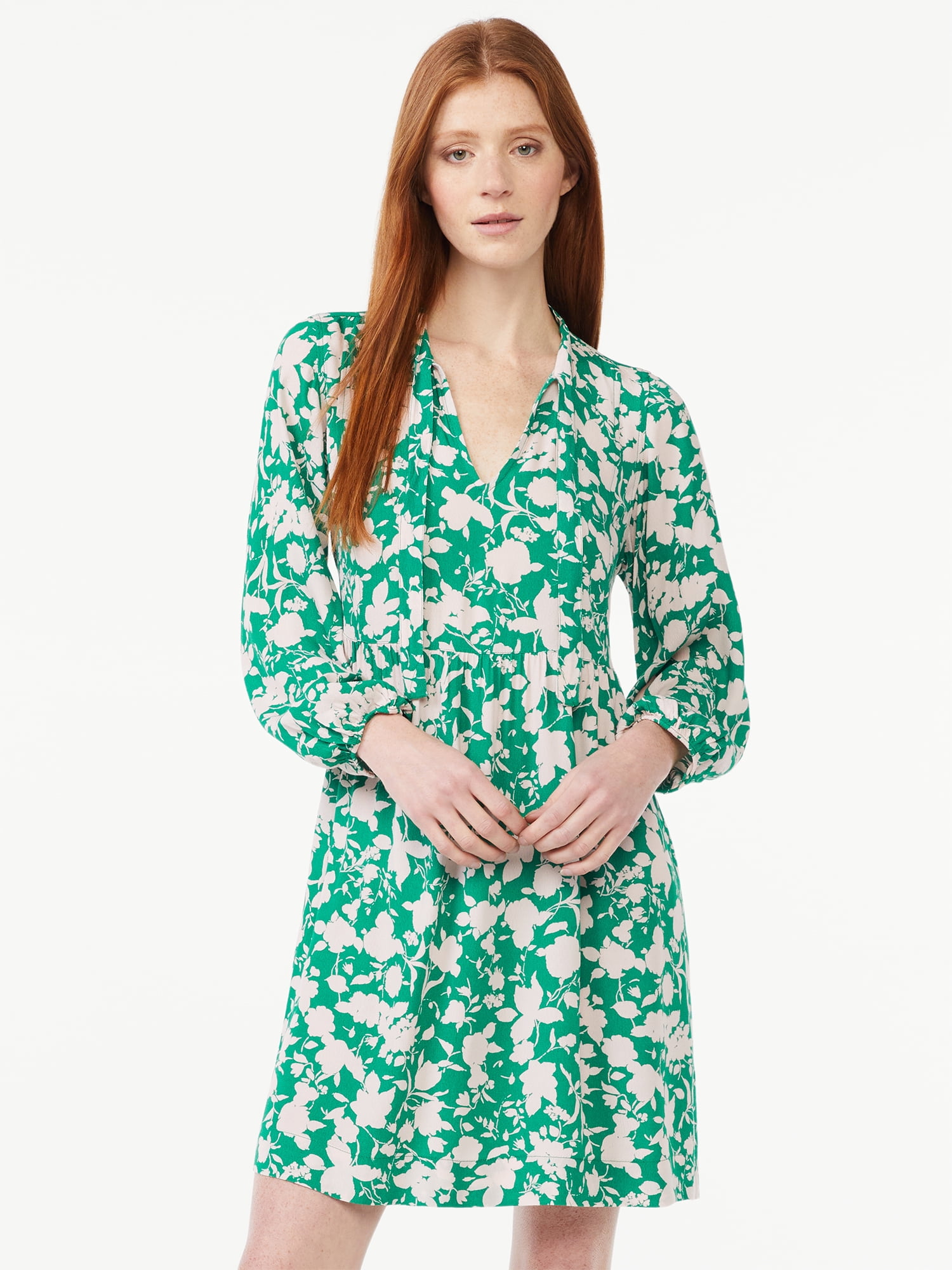 Free Assembly Women's Tie Neck Mini Dress