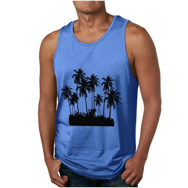 Camisetas de Tanque de los Hombres Tanque de los Hombres Incolor Gradiente de Impresión Cuello Redondo Correa Delgada Fuga Atrás Regular Casual Deportes Blusas de Tanque