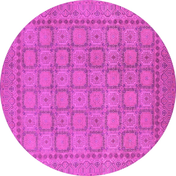 Ahgly Company Indoor Round Oriental Pink Industrial Area Rugs, 3' Round