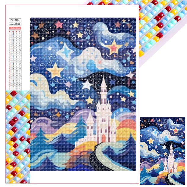 Pintura de diamante 5D DIY taladro cuadrado completo Wdftyju estrella castillo decoración del hogar arte 45x65cm