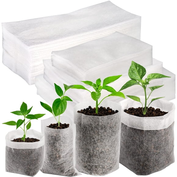 Yesland 1100 Pcs Sacs de Pépinière Dégradables en Non-Tissé - Sacs de Semis en Tissu pour Plantes Sacs de Culture de Plantes - 4 Tailles Assorties Nursing Gr