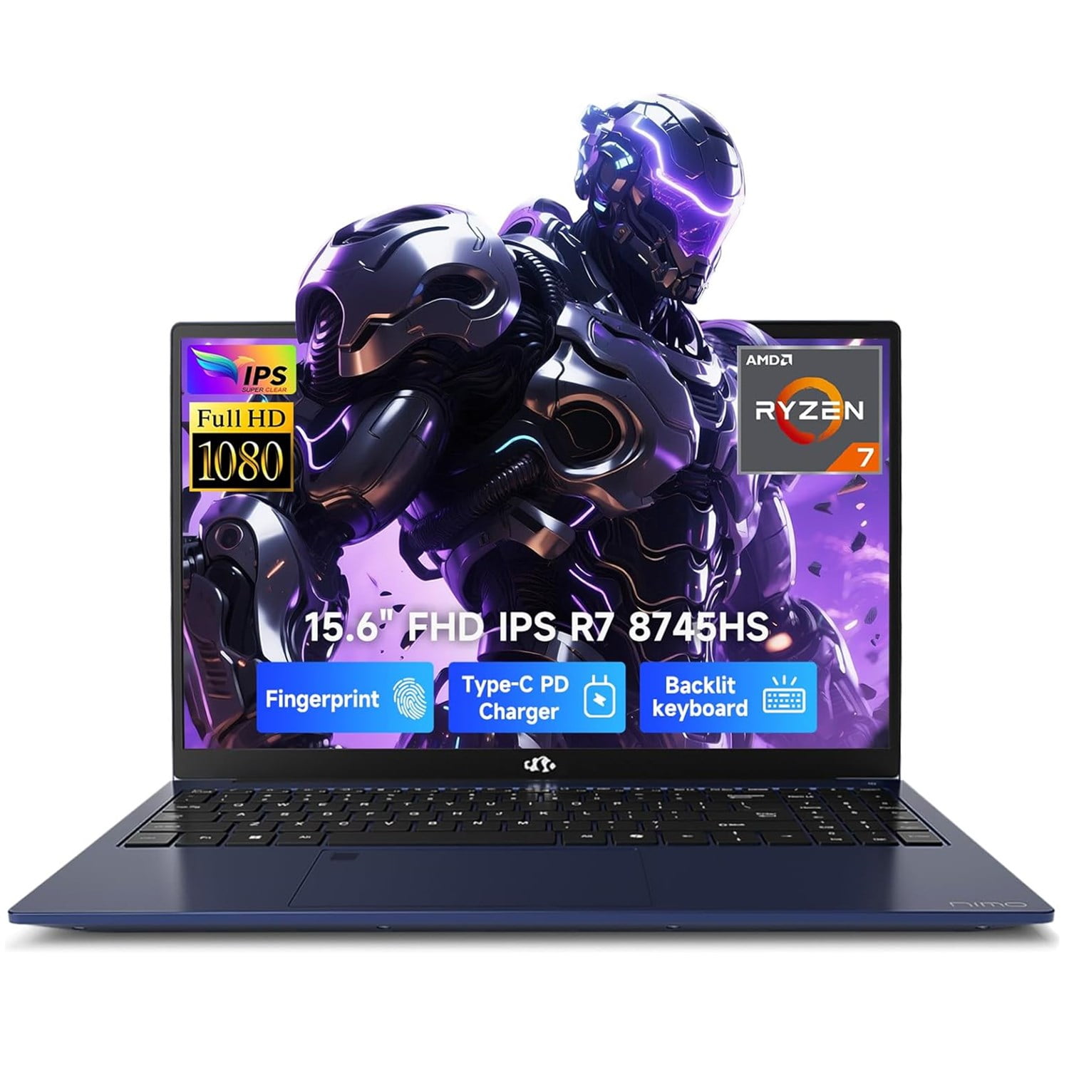 15.6" IPS FHD Gaming Laptop AMD Ryzen 7 8745HS 16GB DDR5 RAM 1TB SSD (8C/16T, Up to 4.9GHz) with Radeon 780M Graphics 100W USB-C 4.0 Backlit Keyboard Fingerprint Sensor