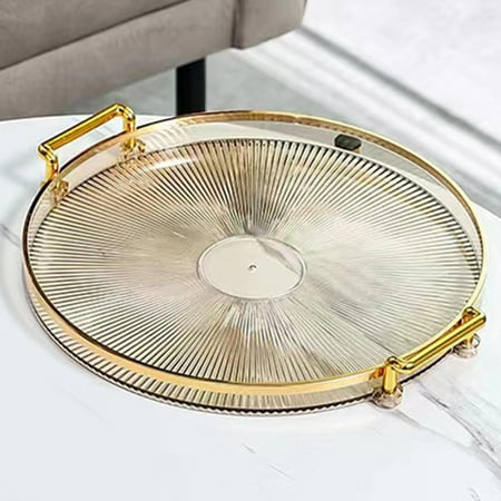 

Nordic Style Serving Tray With Handles Round Vanity Tray For Office Living Room