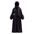 thumbnail image 3 of WOYY Big Girls Solid Color Lantern Sleeve Abaya Robe Dress with Hijab, Sizes 9-10, 3 of 3