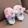 thumbnail image 4 of hirigin Toddler Girl Winter House Shoes, Soft Plush Tie-dye Unicorn Slippers/Slip-on Shoes with Anti-Skid Sole, 4 of 8