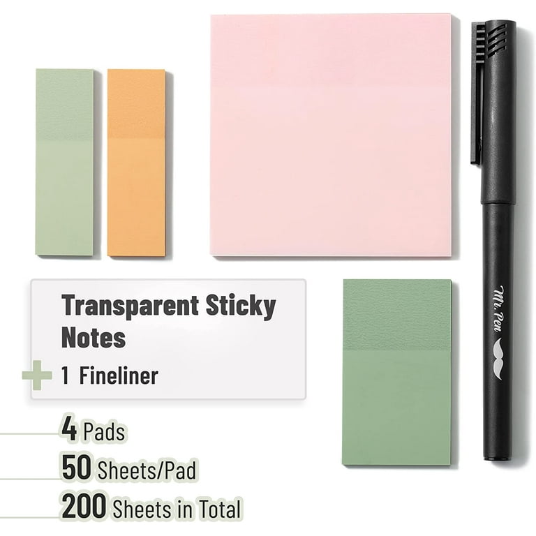 Mr. Pen- Sticky Notes Set, Assorted Sizes, 15 pcs, Pastel Colors