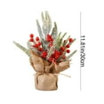 thumbnail image 3 of Arbre de Noël de Bureau 12 Pouces Petit Arbre de Noël Artificiel Mini Arbre de Noël avec Baies Rouges Cônes et Base en Toile de Jute Idéal pour Maison Fermes Bureau, 3 of 6