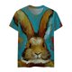 thumbnail image 4 of Blusa de manga corta con cuello redondo para mujer a la moda, camisetas sueltas con estampado Fridja bn6644, 4 of 5